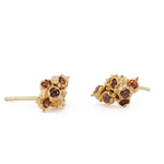 Beautiful 14ct gold earrings set with seven colorful Sapphires in each earring