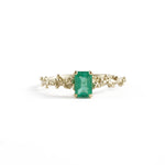 Emerald Gold Ring with Granules