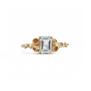 Aquamarine Gold Ring with Granules