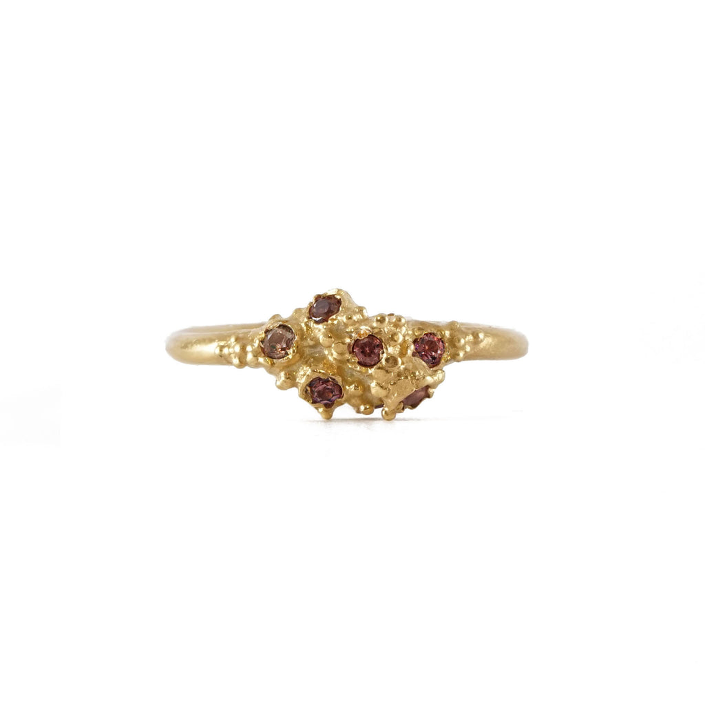 Sapphire Gold Ring with Granules