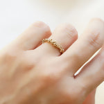 Delicate 14ct gold wedding ring with granules