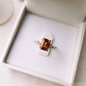 Citrine Madeira Gold Ring with Granules