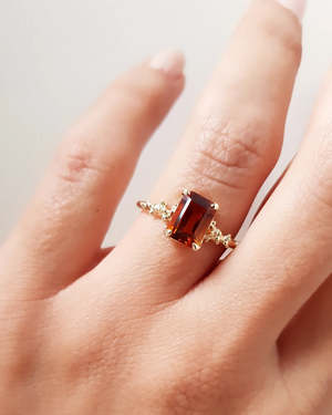 Citrine Madeira Gold Ring with Granules