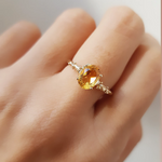 Golden Oval Citrine Gold Ring