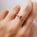 Pink Oval Tourmaline Gold Ring