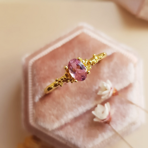 Pink Oval Tourmaline Gold Ring