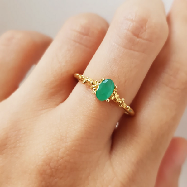 Emerald Green Statement Ring, Emerald Green Cut Promise Ring, Adjustab
