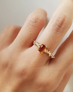 Citrine Gold Ring with Granules