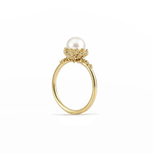 Pearl Gold Ring with Granules