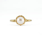 Pearl Gold Ring with Granules