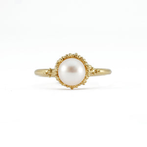 Pearl Gold Ring with Granules