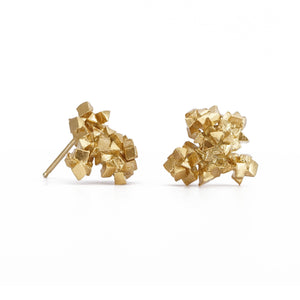 Statement 14ct gold stud earrings inspired by geodes and crystals shapes